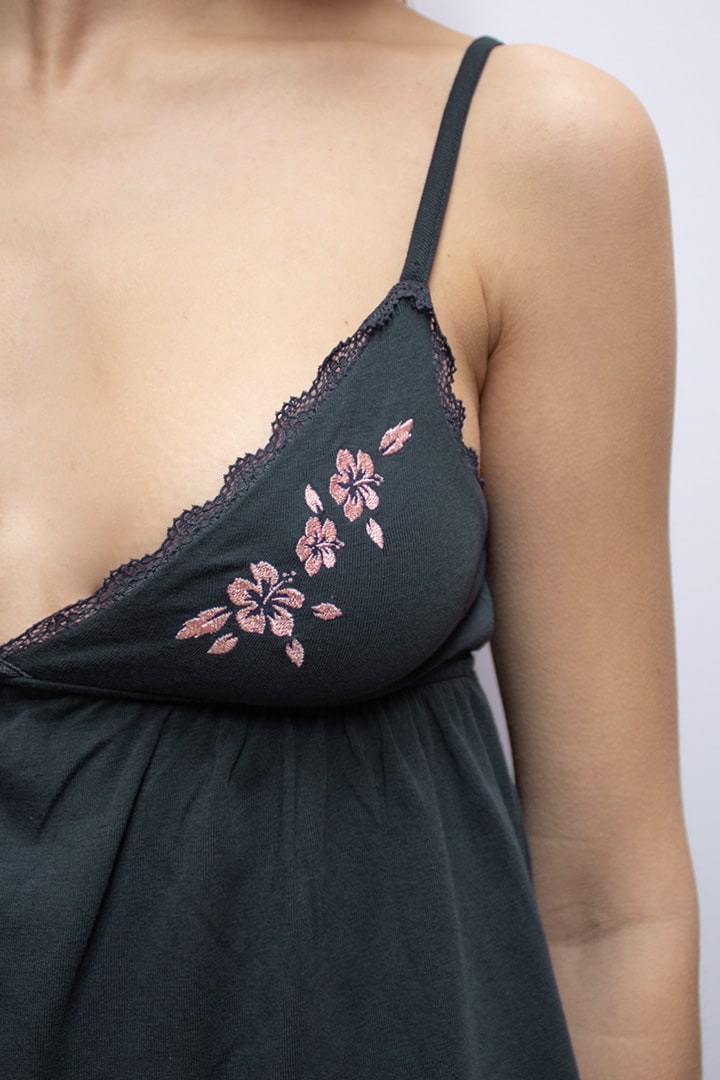 Subdued Signature - Top with embroidery and lace