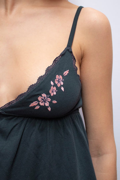 Subdued Signature - Top with embroidery and lace