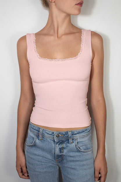 Subdued Exclusive - Square neckline top with lace