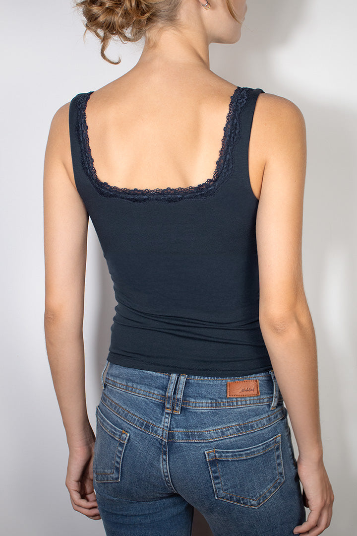 Subdued Exclusive - Square neckline top with lace