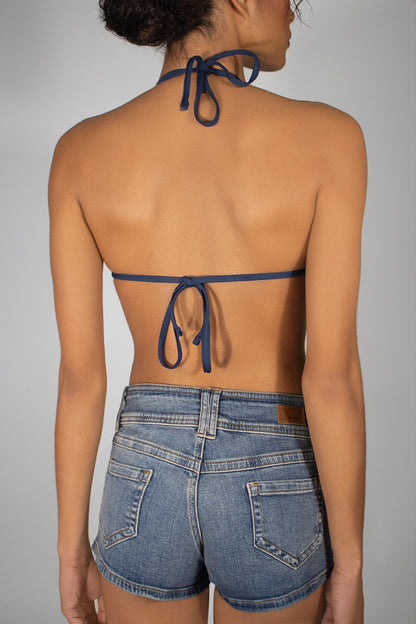Subdued Top Pick - Triangle bikini top with beaded flower detail