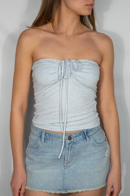 Subdued Trusted - Ruched Tie-Front Top