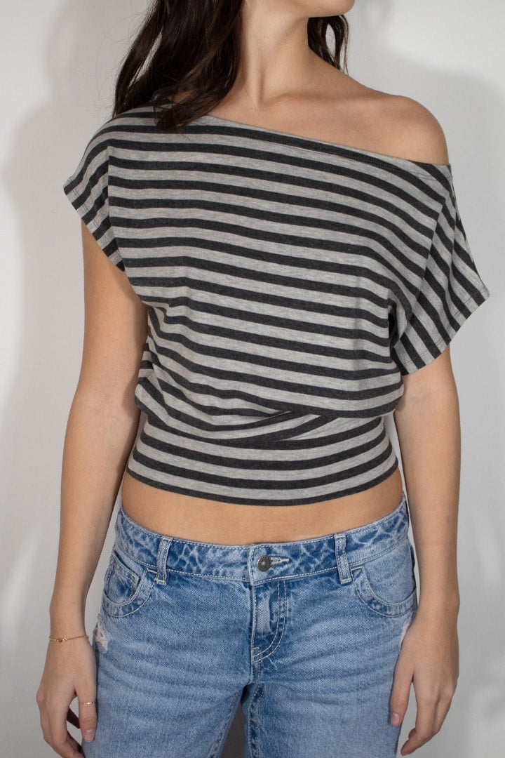 Subdued Recommended - Crop boat neck T-shirt