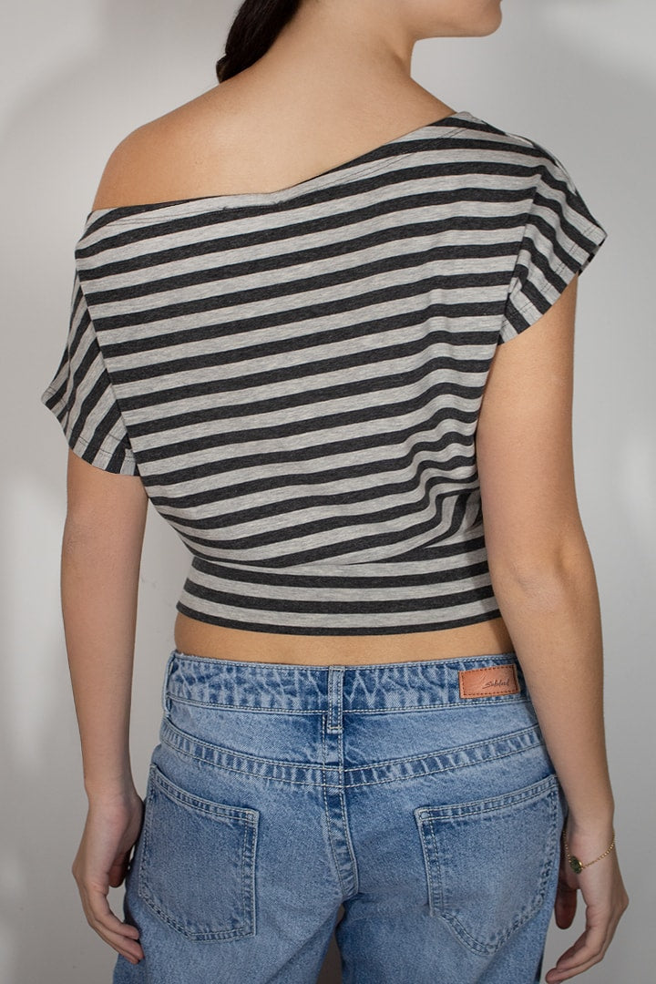 Subdued Recommended - Crop boat neck T-shirt