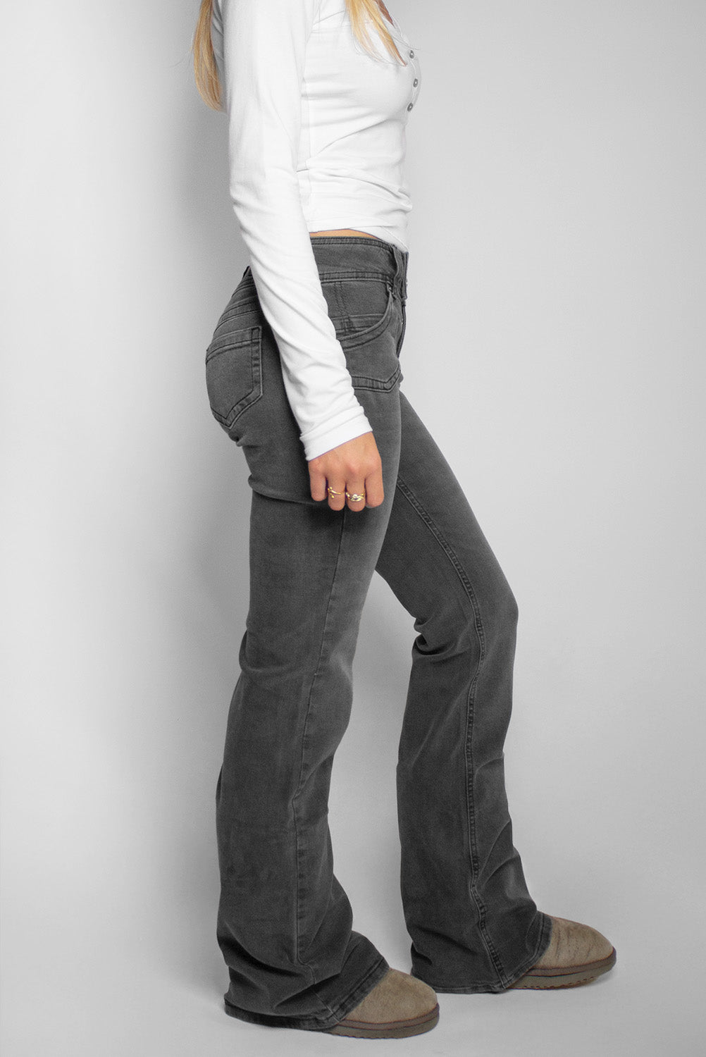 Subdued Signature - Double button flared jeans