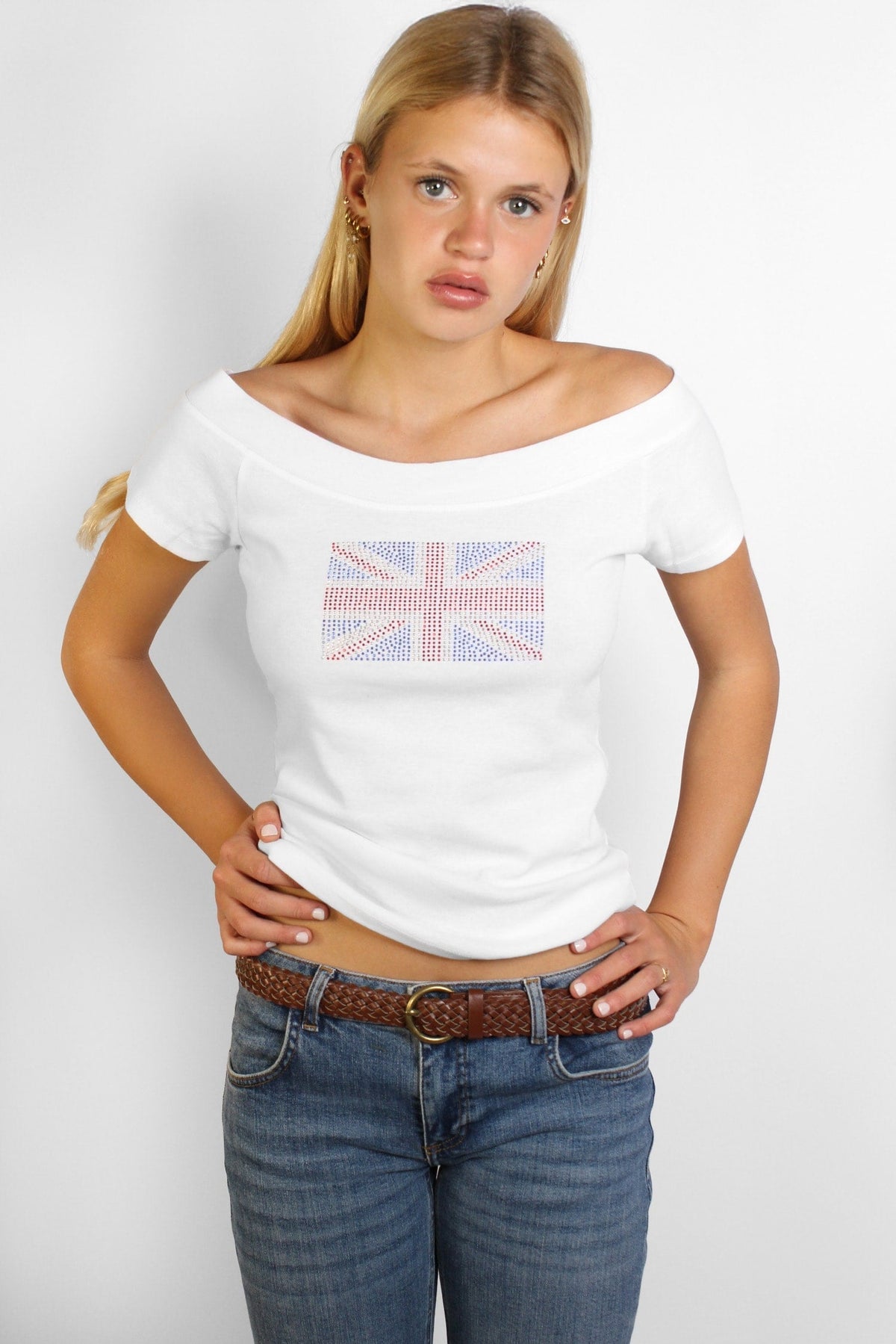 Subdued New - Rhinestone UK flag T-shirt
