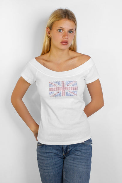Subdued New - Rhinestone UK flag T-shirt