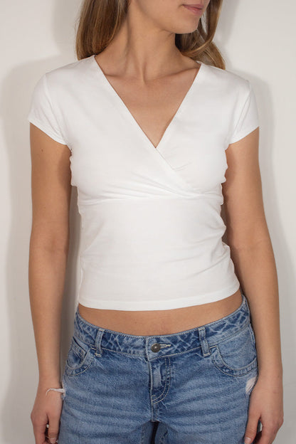 Subdued Discount - Cross-neck T-shirt