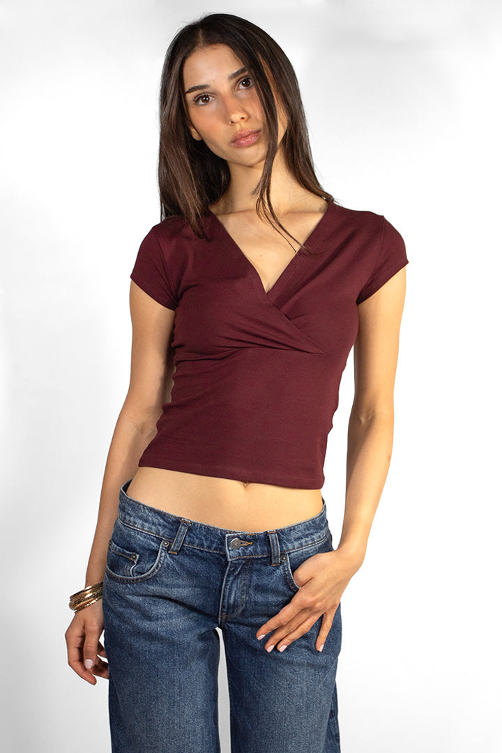 Subdued Discount - Cross-neck T-shirt