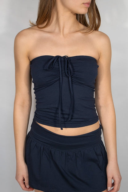 Subdued Trusted - Ruched Tie-Front Top