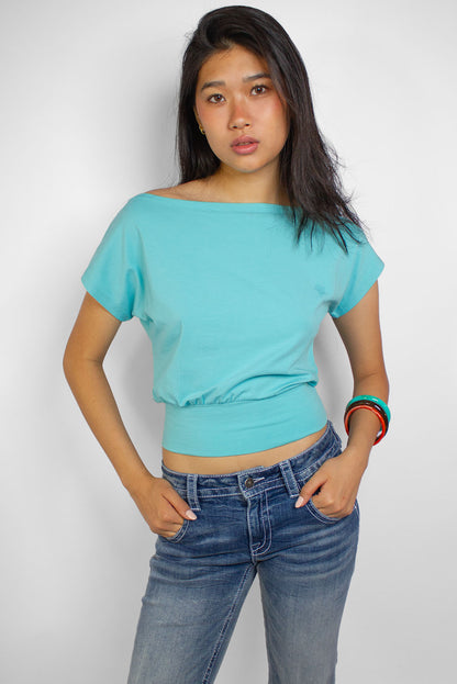 Subdued Great Value - Cropped boat neck T-shirt