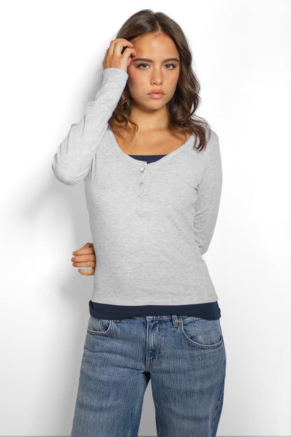 Subdued Sale - Henley long sleeve t-shirt