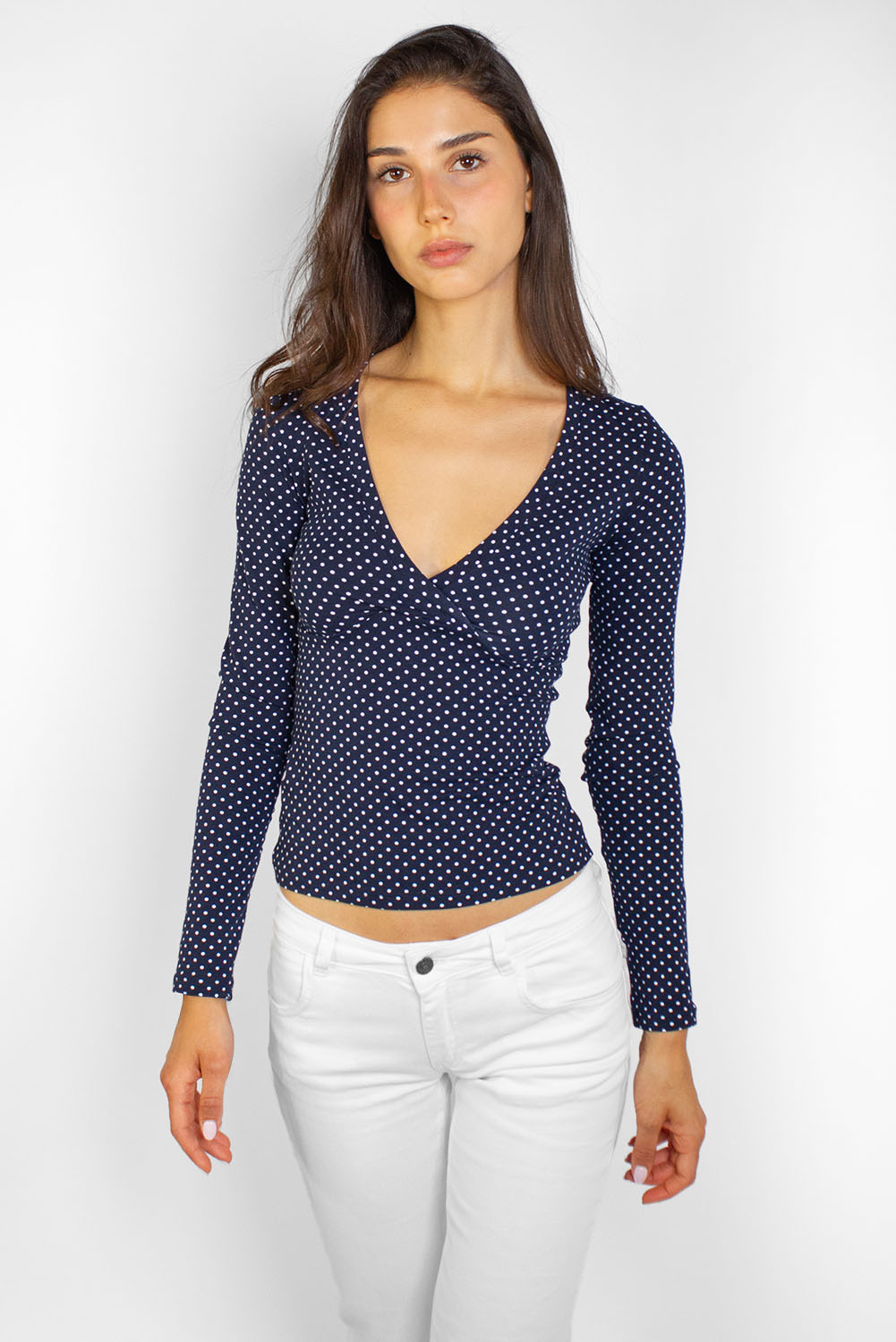 Subdued Best Price - Ruched v-neck long sleeve top