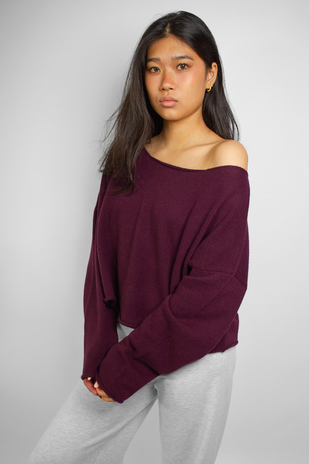 Subdued Discount - Off-shoulder knit sweater