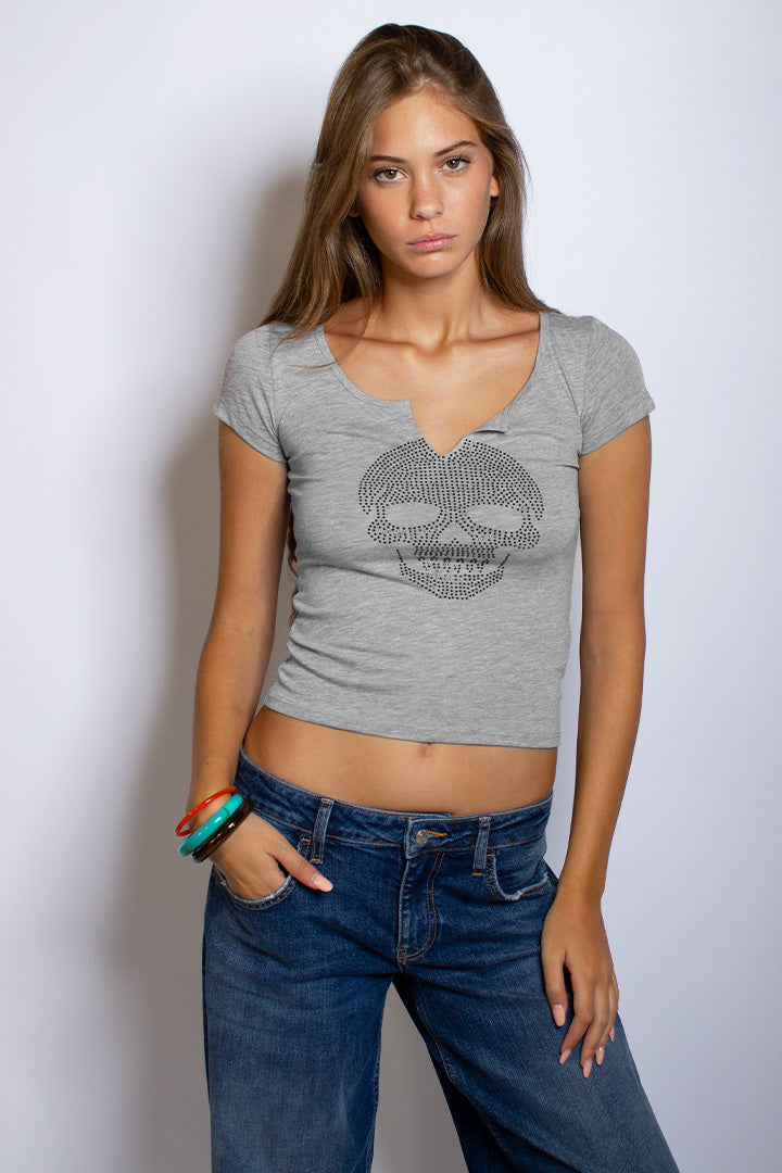Subdued Everyday - Skull Rhinestone T-Shirt