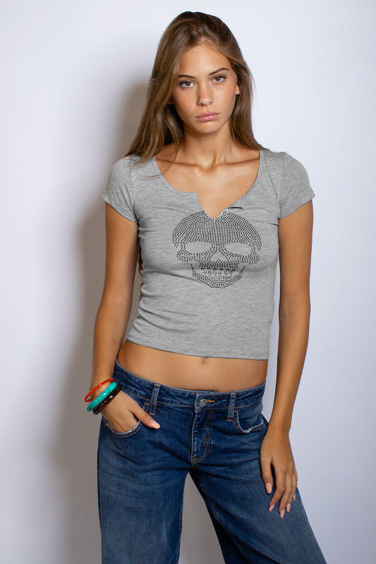 Subdued Everyday - Skull Rhinestone T-Shirt
