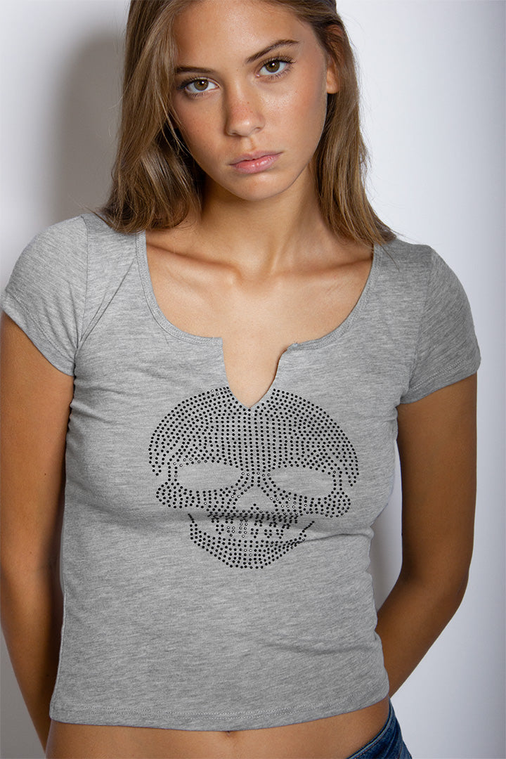 Subdued Everyday - Skull Rhinestone T-Shirt